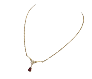 Collier Princesse Or Jaune Diamants et Rubis 18k