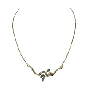 Collier Princesse Or Jaune 18k avec Emeraudes et Diamants