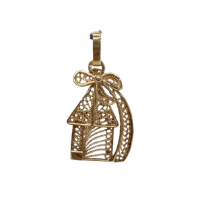 Pendentif Maison en Or Rose avec Palmier