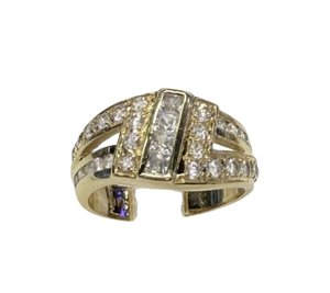 Bague empierrée en Or jaune 18K