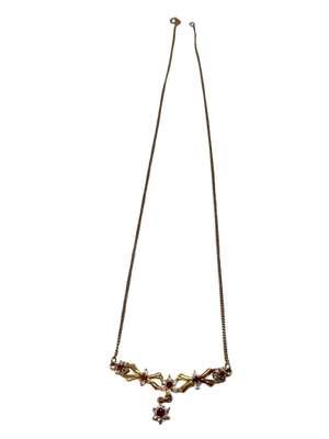 Collier Or Jaune avec Oxydes et pierres rouges