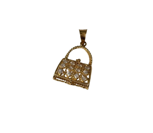 Pendentif Médaille en Or Jaune 18K & Oxyde de Zirconium