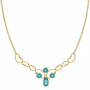 Collier Princesse en Or Jaune 18K avec 4 Zirconium