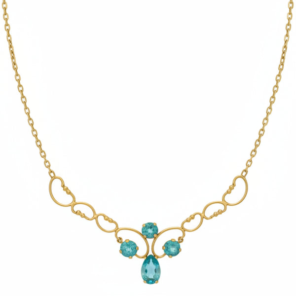 Collier Princesse en Or Jaune 18K avec 4 Zirconium