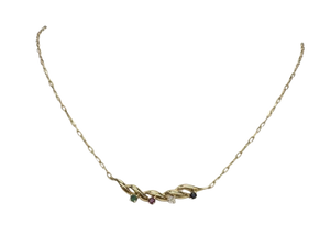 Collier Ras du Cou Or Jaune 18k avec Pierres Précieuses