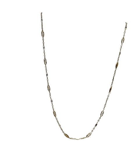Collier Or Jaune Longue Chaîne Maille Filigrane 18k