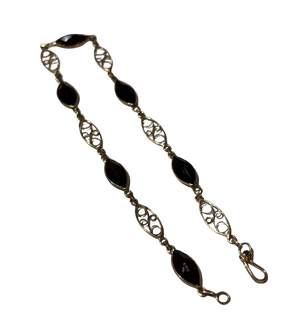 Bracelet Figaro Or Jaune 18k avec 6 Grenat