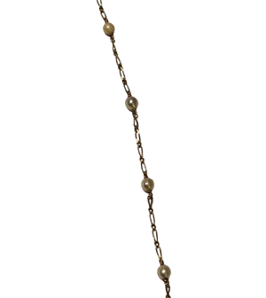 Bracelet Or Jaune 18K Figaro Maillon Perles 15cm