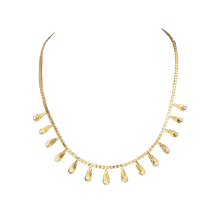 Collier Princesse en Or Jaune 18K avec 14 Pierres
