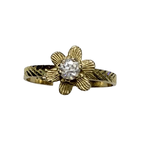 Bague Fleur en Or jaune 18k et zirconium