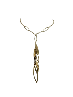 Collier feuille en Or jaune 18k maille forçat