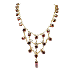 Collier Ras du Cou Or Jaune 18K et Grenats