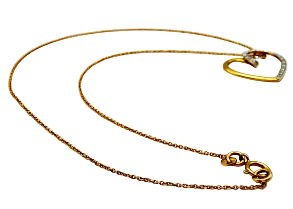 Chaine Collier Or Jaune Pendentif Coeur Zirconium