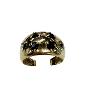 Bague Or Jaune 18k avec Saphirs 0.3cm T54