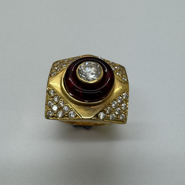 Bague Tank Or avec Zirconiums