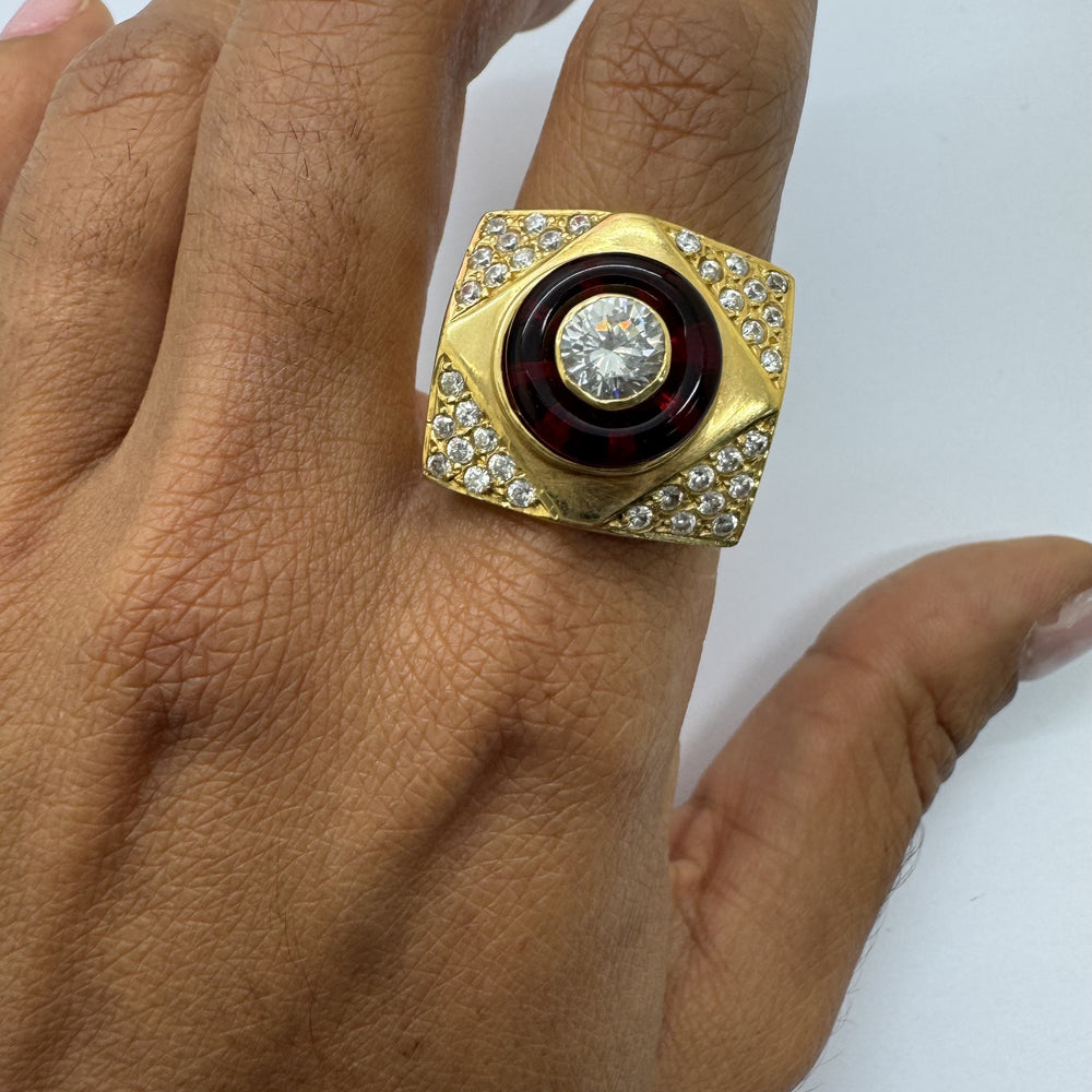 Bague Tank Or avec Zirconiums