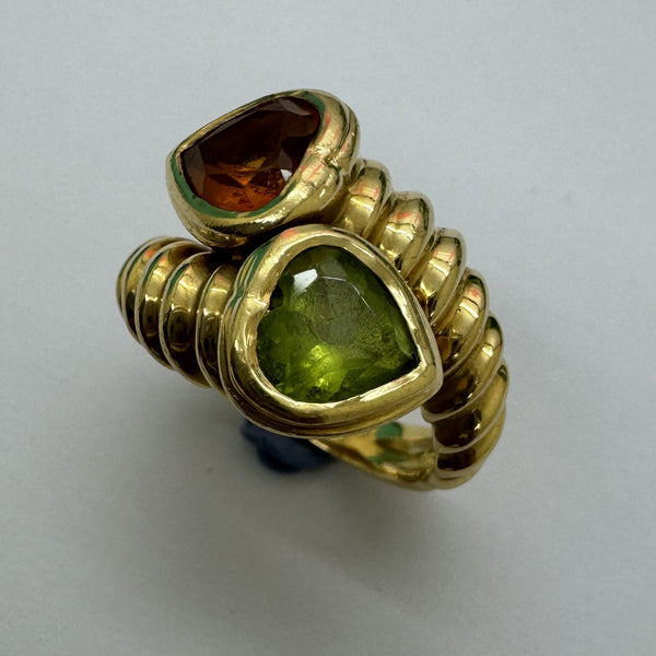 Bague en Or avec Citrine et Péridot
