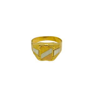 Bague Chevalière en Or Jaune, Or Rose et Or Blanc 18 Carats - Taille 64