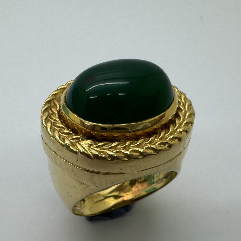 Chevalière en Or Jaune avec Chrysoprase