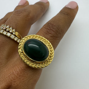 Chevalière en Or Jaune avec Chrysoprase