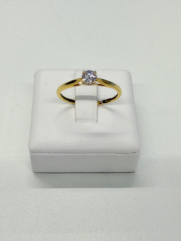 Bague solitaire en Or jaune 18K - 1G - Taille 49
