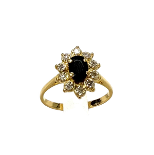 Bague Marguerite Or Jaune 18k Diamants et Saphir