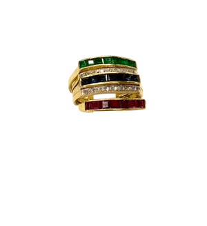 Bagues interchangeables diamants, émeraude, saphir, rubis en Or 18K