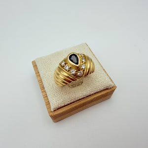 Bague empierrée en Or Jaune 18k - Taille 55