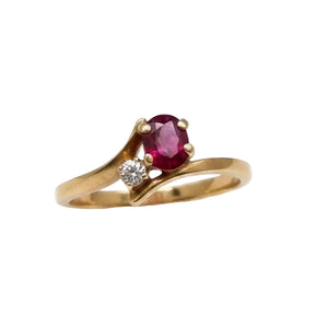 Bague Or Jaune avec Diamants et Rubis 18K