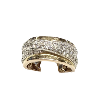 Bague Or Rose et Blanc 18k avec Pavage de Diamants