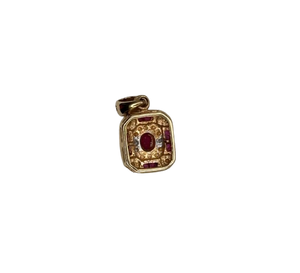 Pendentif Or Jaune 750/1000 avec Rubis et Diamants
