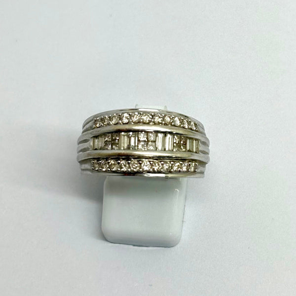 Bague Tank en Or Blanc 18 K - Taille 60 - 7.23 G