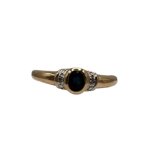 Bague Or Jaune 18K avec Saphir et Diamants