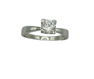 Solitaire en Or Blanc 18K et Pierre Scintillante