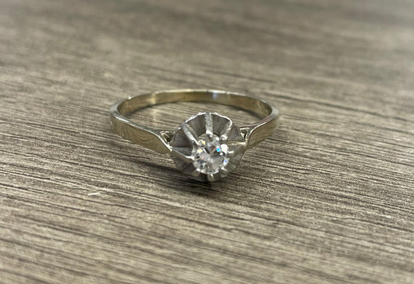 Bague Solitaireen Or Blanc 18K Taille-59
