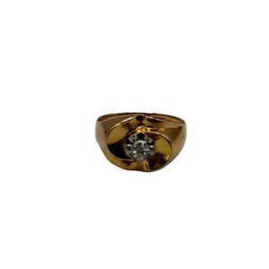 Bague Tank Or Jaune 18K avec Diamant