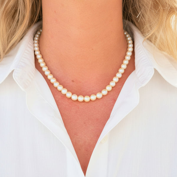 Collier perles d'eau douce en or jaune 18k -  28.43 G