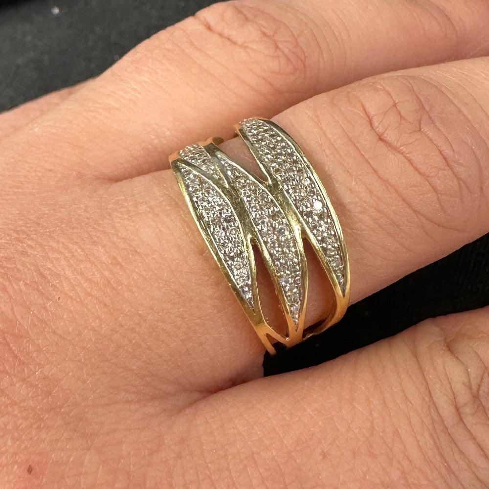 Bague croisée en or jaune 18k - Taille 55