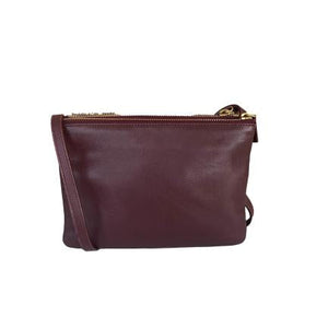 Sac à bandoulière Céline Trio en cuir bordeaux