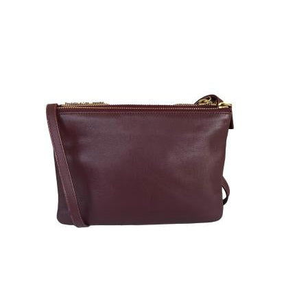Sac à bandoulière Céline Trio en cuir bordeaux