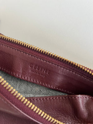 Sac à bandoulière Céline Trio en cuir bordeaux