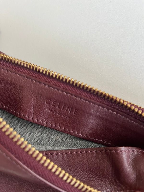 Sac à bandoulière Céline Trio en cuir bordeaux