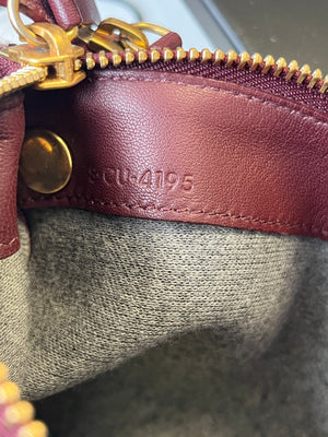 Sac à bandoulière Céline Trio en cuir bordeaux