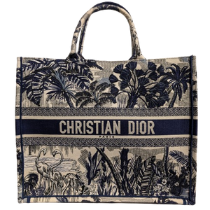 Sac Christian Dior Book Tote Large Bleu Flamingo Palm