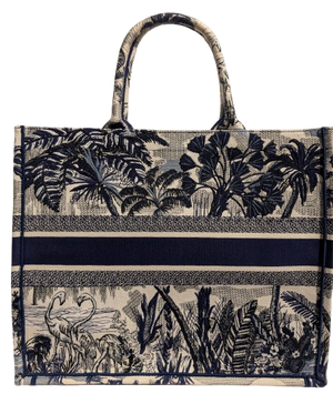 Sac Christian Dior Book Tote Large Bleu Flamingo Palm