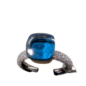 Bague Pomellato Diamants et Topaze Bleue