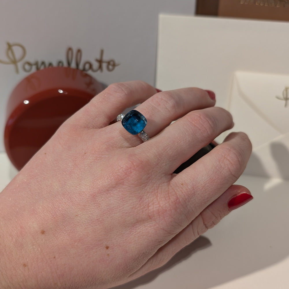 Bague Pomellato Diamants et Topaze Bleue