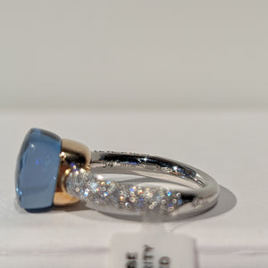 Bague Pomellato Diamants et Topaze Bleue