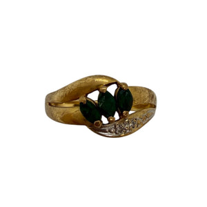 Bague Diamants et Émeraudes en Or Jaune