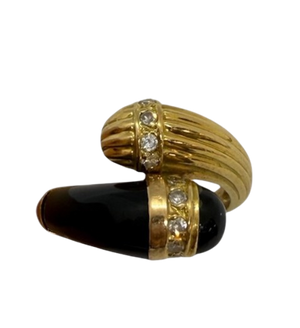 Bagues en Or Jaune avec Diamants et Onyx 18K